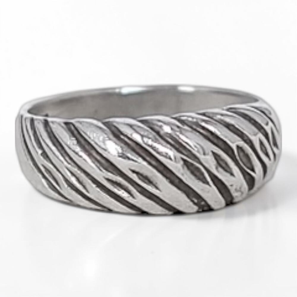 Vintage Sterling Silver Ribbed Stackable Band Ring SIZE 6.5 Marked 925